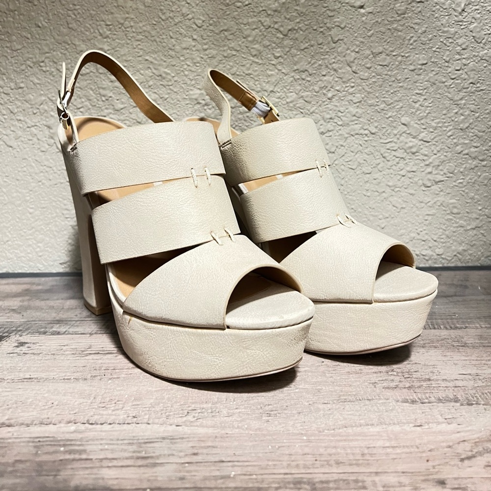 Beige Platform Summer Heels